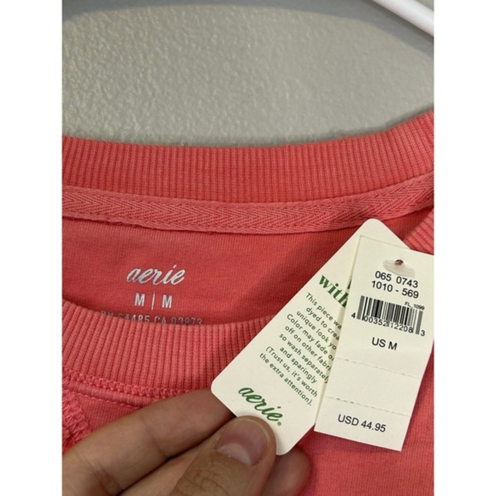 NEW Aerie Coral L/S High Low Oversized Sweater Medium Lightweight Athleisure - Picture 5 of 7